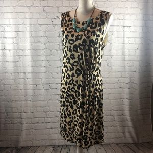 Ann Taylor Loft Sleeveless Animal Print Dress Size L